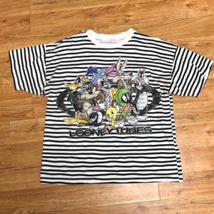 Vintage 1997 Looney Tunes Graphic and Striped Tee